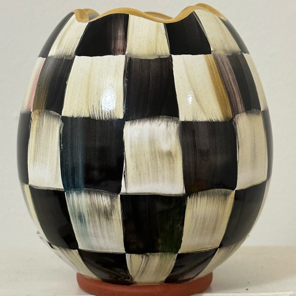 Mackenzie Childs made in Aurora ceramic egg vase